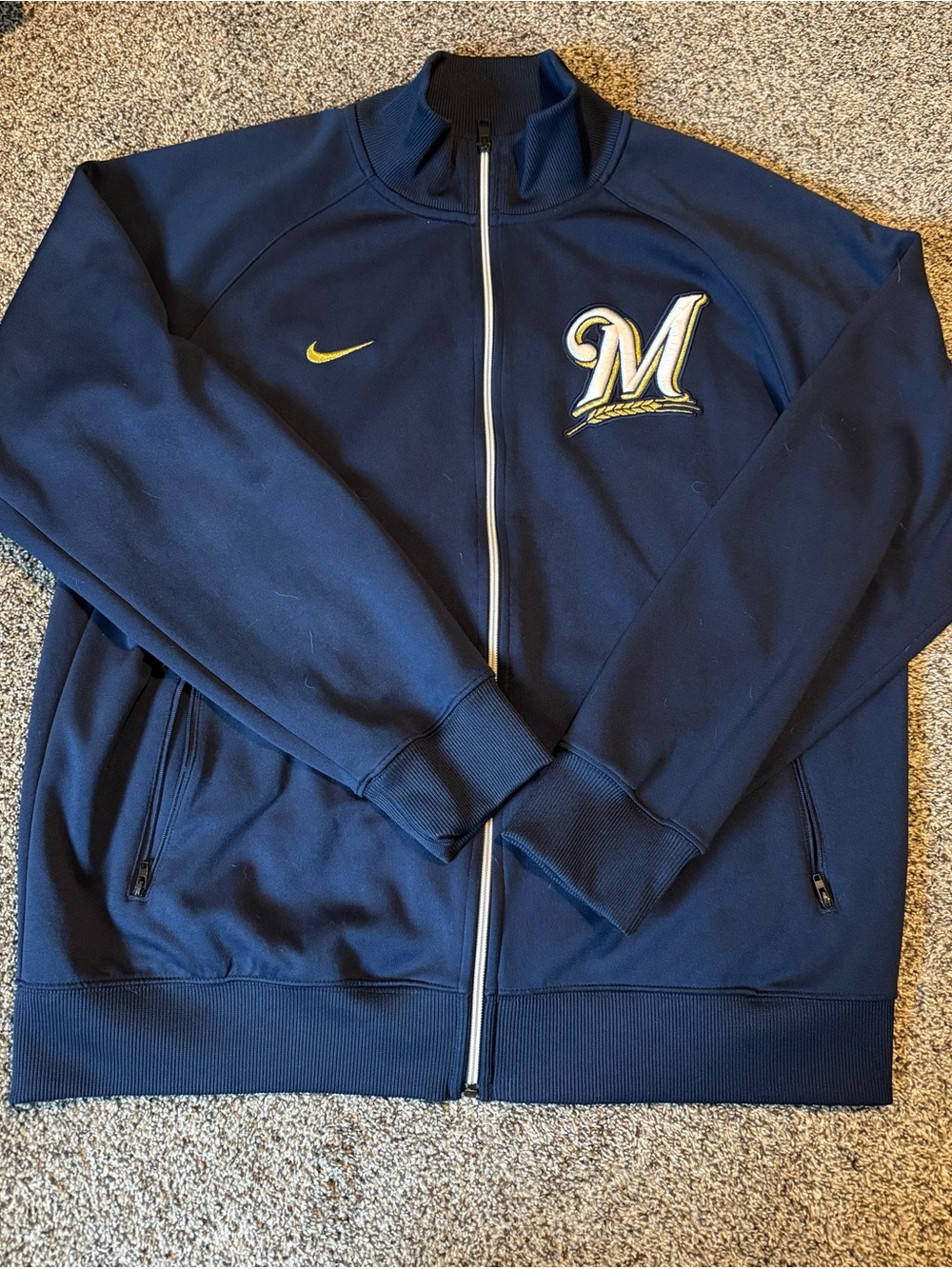 Nike Navy Jacket with Yellow Logo Print
